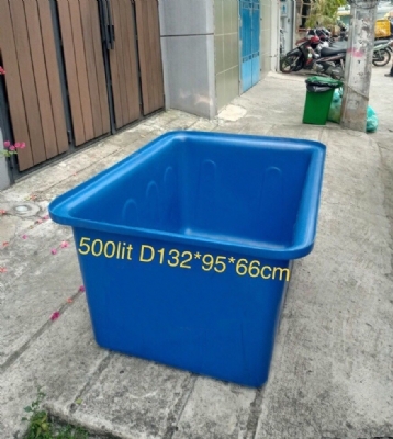 1 thùng nhựa hình chữ nhật 500l KT 132*95*66cm